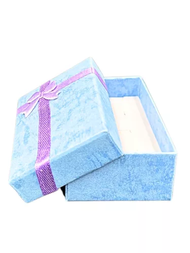 Ajándékdoboz, masnis, kék, téglalap alakú (7,5x4,5x2,5xcm)