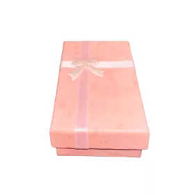   Ajándékdoboz, masnis, rózsaszín, téglalap alakú (7,5x4,5x2,5 cm)