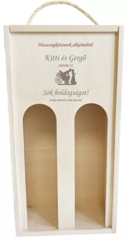 Gravírozott Fa dupla boros doboz 