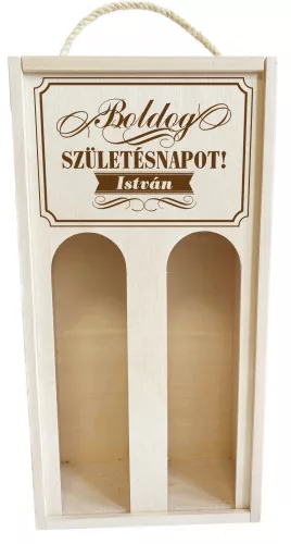 Gravírozott Fa dupla boros doboz 
