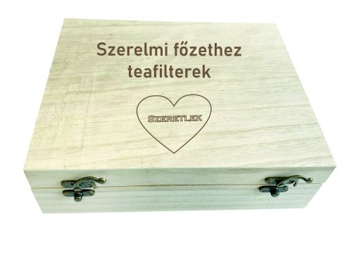Gravírozott Fa Teafilter tartó doboz