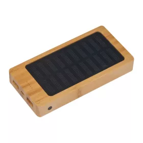 Gravírozható powerbank, bambusz, napelemes, 8000 mAh