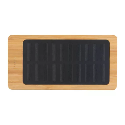 Gravírozható powerbank, bambusz, napelemes, 8000 mAh