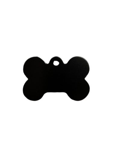 Gravírozott Fém Kutyabiléta csont fekete kicsi (30x20 mm)