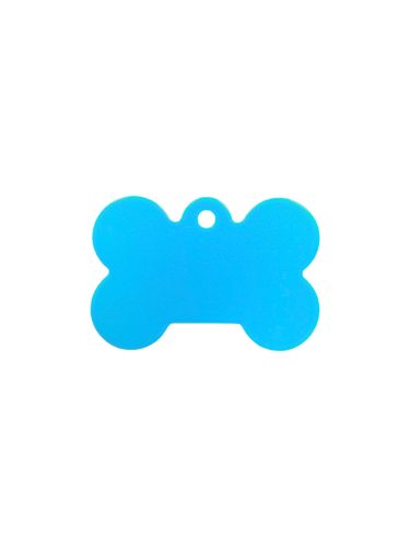 Gravírozott Fém kutyabiléta csont világoskék kicsi (30x20 mm)