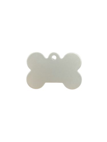 Gravírozott Fém Kutyabiléta csont ezüst kicsi (30x20 mm)