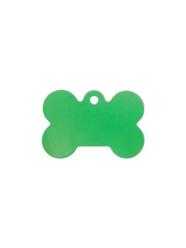 Gravírozott Fém Kutyabiléta csont zöld kicsi (30x20 mm)