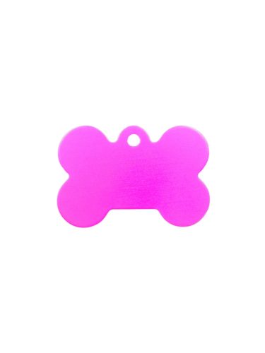 Gravírozott Fém Kutyabiléta csont lila kicsi (30x20 mm)
