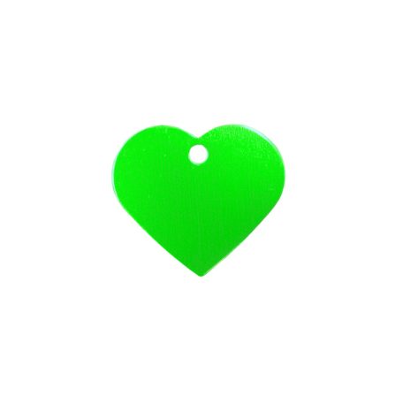 Gravírozott Fém Kutyabiléta szív zöld kicsi (24x20 mm)