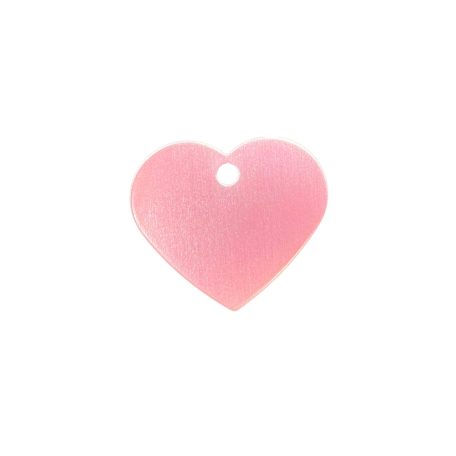Gravírozott Fém Kutyabiléta szív rózsaszín kicsi (24x20 mm)