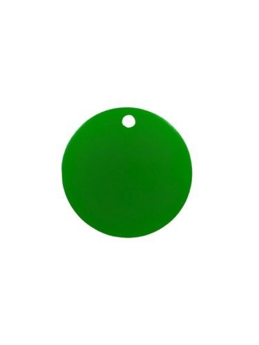 Gravírozott Fém Kutyabiléta kör zöld kicsi (20 mm)