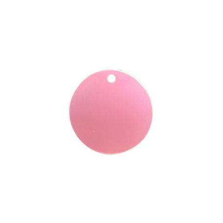 Gravírozott Fém Kutyabiléta kör rózsaszín kicsi (20 mm)