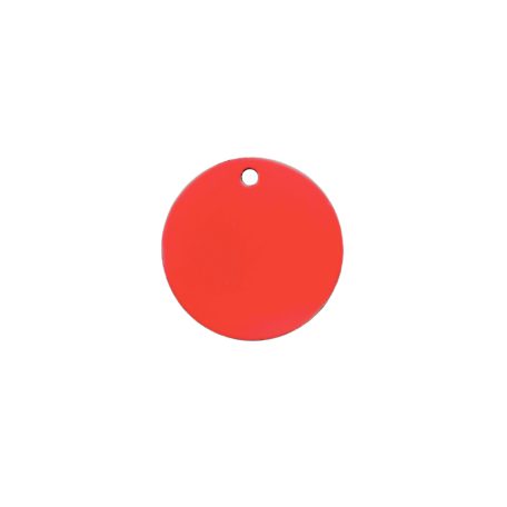 Gravírozott Fém Kutyabiléta kör piros kicsi (20 mm)