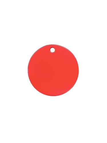 Gravírozott Fém Kutyabiléta kör piros kicsi (20 mm)