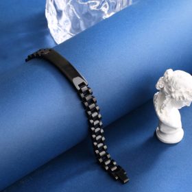  Gravírozható karkötő, rozsdamentes fém, férfi, fekete