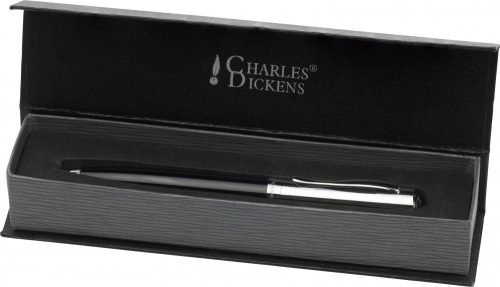 Gravírozott Toll Charles Dickens, ezüst-fekete