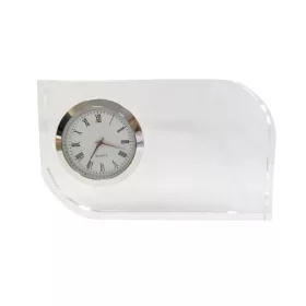 Gravírozható üvegdíj, órás, dobozban