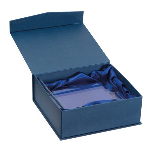 Gravírozható üvegdíj, téglalap alakú, csiszolt, díszdobozban, 19cm