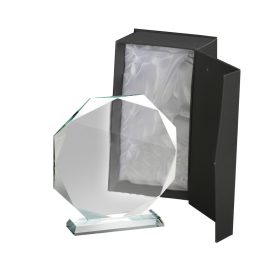   Gravírozható üvegdíj, nyolcszögű, kristály, díszdobozban, 17cm, CR23B