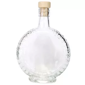   Gravírozott Pálinkás üveg 0,35 l-es díszes kerek (kulacs)
