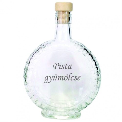 Gravírozott Pálinkás üveg 0,35 l-es díszes kerek (kulacs)