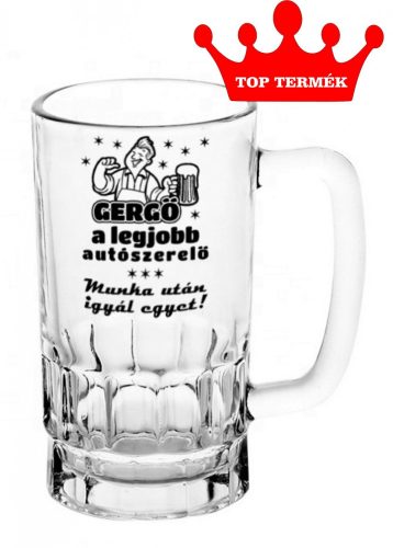 Gravírozott Korsó 0,5 L  átlátszó sörös alján mintával