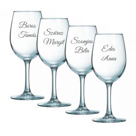 Gravírozott boros pohár készlet 4db-os 4,7dl
