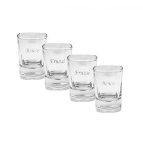 Gravírozott pálinkás pohár készlet 4db-os feles