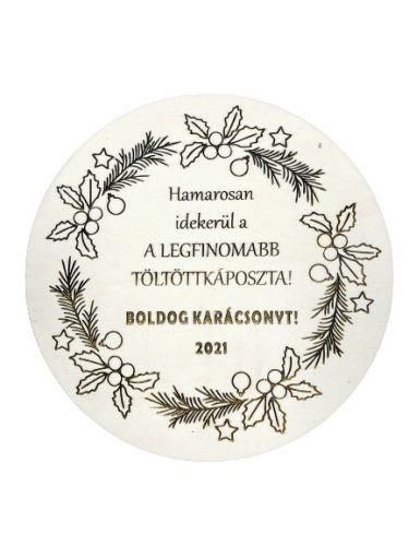 Gravírozott fa edényalátét karácsonyi