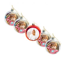   Nyomtatott Karácsonyfadísz gömb 5db-os készlet (Arany és/vagy Ezüst színű)