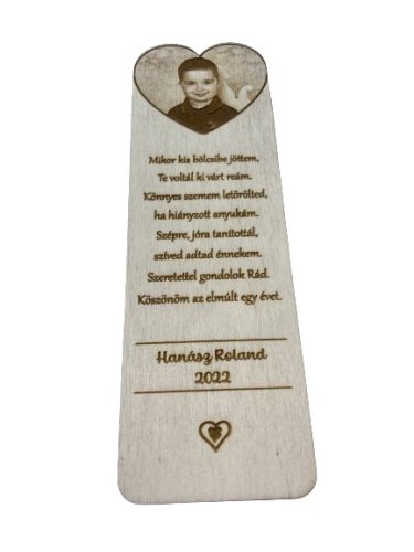 Gravírozott Fa könyvjelző
