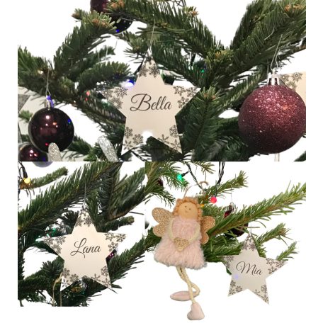 GravírKirály Gravírozott fa karácsonyfadísz csillag alakú